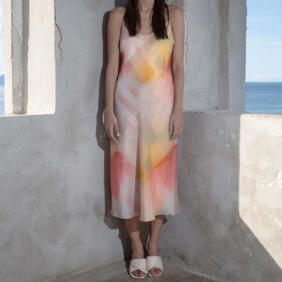 Untitled in Motion Desire Dune Multicolor Sleeveless Midi Slip Dress NWT Size S - Picture 3 of 12